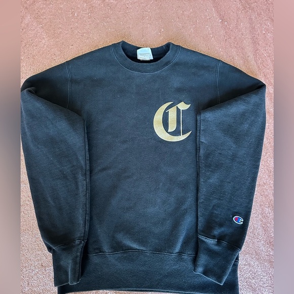 Vtg Champion Reverse Weave Black Sweatshirt ,S. Big Block Letter 3D. Rare, - Picture 2 of 10